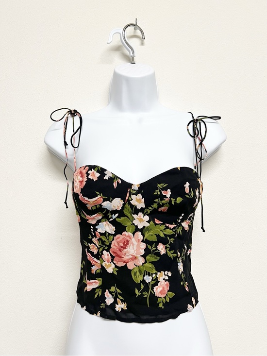 Reformation Tops - Reformation Womens Black Floral Print Sweetheart Neckline Fitted Liza Top Size 0